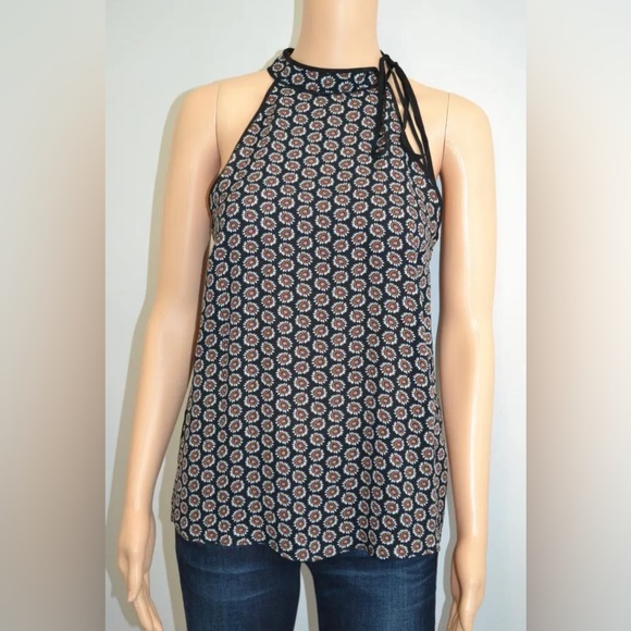 A.L.C. Tops - 🌼A.L.C. Black w/Floral Print Silk Tie-Neck Sleeveless Blouse/Top 🌼